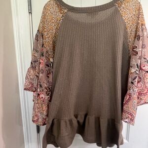 Umgee Floral Patchwork Women's Top